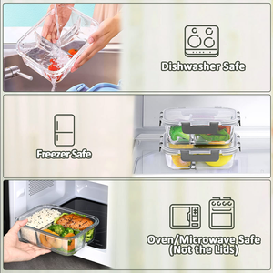 <b>3</b> Divided Food Container Bento Box Compartment with PP Lid Airtight Microwave and Dishwasher Safe - Product Image 3