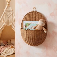 Panier mural en osier de style nordique MY4000 pour rangement de clés, décoration maison et gîte, panier à fleurs tressé à la main