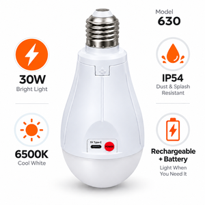 Bombilla LED E27 Impermeable AC 110V 220V con Control Táctil 6500K, Luz de Emergencia Recargable para Interiores, Exteriores, Camping y Noche - Product Image 5