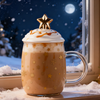 Offre Spéciale – Tasses en Verre Borosilicate Personnalisées pour Noël avec Couvercle en Céramique en Forme d'Étoile, Sans BPA et Résistantes à la Chaleur