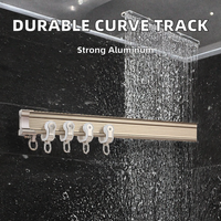 Rail de rideau de douche incurvé en alliage d'aluminium durable, avec fonction de rideau, fixation au plafond, modèle personnalisable, fourni par l'usine
