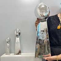 Trophée de football américain en résine argentée brillante, coupe de championnat de rugby pour le gagnant du tournoi, cadeau commémoratif