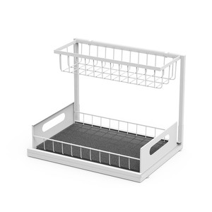 Organisateur de <span class=keywords><strong>cuisine</strong></span> étagère d'évier empilable à 2 niveaux sous l'évier organisateur d'armoire supports de rangement en métal et étagères Double Rectangle Spice - Product Image 4