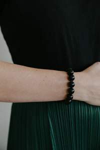 Collar llamativo con cuentas de piedras preciosas Zooying, collar con cuentas de piedra Natural de obsidiana de ónix negro grueso - Product Image 4