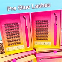 Faux cils personnalisables en cheveux synthétiques de luxe végétaliens, brillants, auto-adhésifs, réutilisables, sans cruauté, pour maquillage DIY en grappe