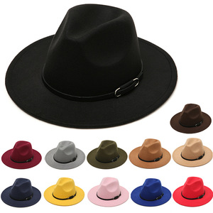 Sombrero Fedora de Fieltro <span class=keywords><strong>Rosa</strong></span> y Verde para <span class=keywords><strong>Hombre</strong></span> y Mujer, Estilo Jazz, Ala Ancha, Copa Plana, Venta al por Mayor - Product Image 2