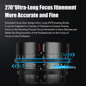 7artisans 14mm T2.9 Grande Ouverture Plein Format APS-H Objectif Cinéma Prime pour Montures Sony E, <span class=keywords><strong>Nikon</strong></span> <span class=keywords><strong>Z</strong></span>, Canon RF et Sigma L - Product Image 2