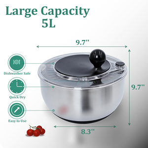 5 Blades Stainless Steel Kitchen Accessories Salad Spinner Fruit Colander Dryer Mixer & <b>Cutter</b> Tool-for <b>Vegetables</b> & Salads - Product Image 3