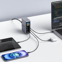 Pengisi Daya GaN 300W Berdaya Tinggi, Blok Pengisian Cepat Multi Port USB A+C, Adaptor Pengisi Daya Gallium Nitrida Universal PD3.1