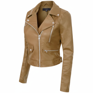 Chaqueta de Motociclista Premium Personalizada para Mujer, de Manga Larga, con Cierre de Cremallera, Tejida en Piel de Oveja, Transpirable, OEM - Product Image 1