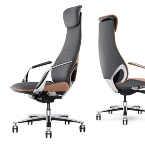 Cadeira do escritório do couro genuíno traseiro alto da mobília comercial com projeto luxuoso cadeira escritorio