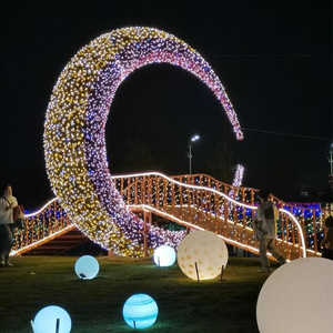 크리스마스 3D 달 눈송이 야외 조명 휴일 거리 상업 장식 큰 사용자 정의 조각 금속 모티프 조명 - Product Image 3