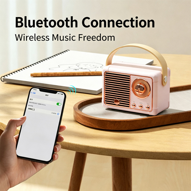 Retro Square Mini Multi-colored Subwoofer Rechargeable Portable Multi Function Vintage Wireless Bluetooth Speaker