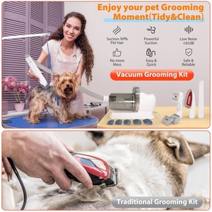 6-in-1 Dog <b>Cat</b> Grooming Vacuum Kit with Rechargeable Clippers 6 Guide Combs Plastic Material Pet Hair Cleaning and Grooming Set - Product Image 5