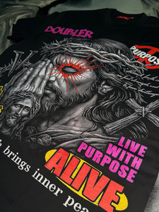 Camisetas con Gráficos Personalizados, Camisetas Extra Grandes con Pedrería, Camisetas de Calle, Camisetas Cuadradas de Algodón Lavado al Ácido para Hombre, Fabricante - Product Image 2