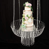 Accessoires de mariage modernes, lustre suspendu, support à gâteau avec perles acryliques, table à gâteau pour mariage, fête d'anniversaire