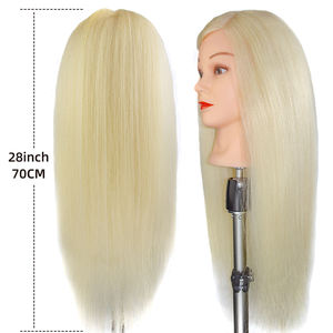 Meilleure qualité 613 # <span class=keywords><strong>tête</strong></span> d'entraînement professionnel avec de longs cheveux épais pratique maquillage coiffure Mannequin poupées <span class=keywords><strong>tête</strong></span> de coiffure - Product Image 4