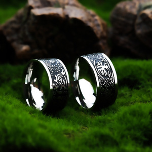 Yunnique – bague en acier inoxydable de style européen et américain, arbre de vie Viking, bijoux unisexes, cadeau, couleur acier noir, 08202 - Product Image 4