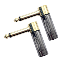 Connecteur audio mono TS 2 pôles mâle plaqué or 6,35 mm (1/4 po) à angle droit de 90 degrés pour microphone, guitare, instrument