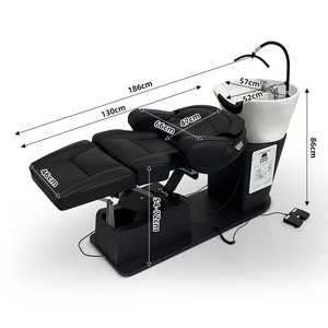 Sillón Moderno Japonés para Lavado de Cabello con Elevación Eléctrica y Lavabo de Cerámica para Salón, Cuidado, Masajes y Lavado de Cabello - Product Image 2