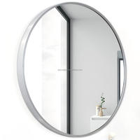 Nouveau miroir mural rond décoratif en verre écologique incassable de conception luxueuse avec cadre en alliage d'aluminium brossé Jiayun