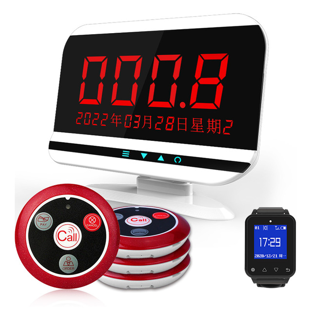 For Singcall Wireless Call Bell System for Restaurants Cafe Waiter Pager with Remote Control and Vibration Screen Display