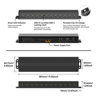 Hub de charge USB-C PD 12 ports 65W par port 780W Station de charge rapide OEM ODM pour ordinateurs portables, smartphones, tablettes, éducation