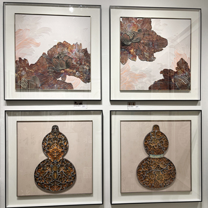 Cuadros Decorativos de Lujo con Relieve 3D para Hoteles Contemporáneos, Obras de Arte de Estilo Chino, Arte Mural de Alta Gama para Vestíbulos/Habitaciones de Hotel - Product Image 2