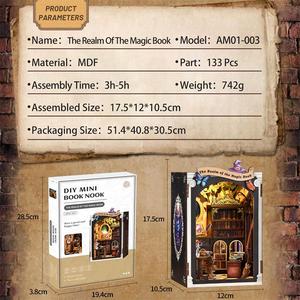 Kit de maison de poupée miniature en bois 3D à monter soi-même Magic Library Book Nook avec lumière LED et miroir infini, décoration de bureau à domicile pour collectionneurs - Product Image 3