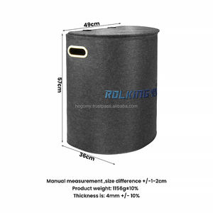 Felt Laundry Basket Clothes Hamper <b>Storage</b> Baskets Metal Handle Lid Modern Eco-Friendly Foldable <b>Stackable</b> for Bathroom <b>Wardrobe</b> - Product Image 3