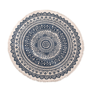 Meistverkaufter Runder Teppich Baumwolle Leinen Bodenmatte Bedruckter Rutschfester Teppich Fransen-Decke Wohnzimmer - Product Image 4