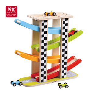 Juguete Educativo Preescolar para Niños, Torre Deslizante con Pista de Carreras de <span class=keywords><strong>Madera</strong></span>, Juego de <span class=keywords><strong>Madera</strong></span> con Pista de Carreras y Estacionamiento - Product Image 4