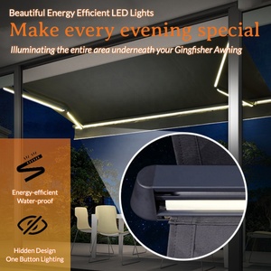 Thông minh cơ giới có thể thu vào Hợp kim nhôm mái hiên điều khiển từ xa đèn LED Tùy chỉnh màu sắc-Polyester buồm cho Patio cửa trước - Product Image 4