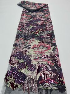 Nuovo tessuto ricamato con paillettes di alta qualità e lussuoso, con motivi di paillettes <span class=keywords><strong>a</strong></span> tema paesaggistico, in stile tradizionale cinese. - Product Image 5