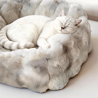Lit pour chat doux, épaissi pour l'hiver, semi-fermé, en peluche ronde, lit pour animaux de compagnie en flanelle, amovible et lavable, canapé pour animaux de compagnie