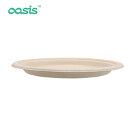 Assiettes jetables modernes en bagasse de canne à sucre Oasis sans PFAS de 9 pouces, biodégradables, qualité restaurant, pour fêtes