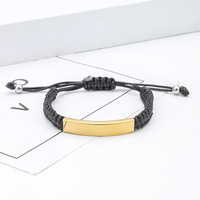 Ywyougang - Pulseras Ajustables de Joyería de Moda Personalizadas, Grabado Láser, Tejidas a Mano, Cadena de Acero Inoxidable y Poliéster, Aniversario