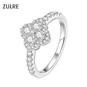 Anillo de compromiso de moissanita al por mayor para mujer, estilo floral, trébol de cuatro hojas, <span class=keywords><strong>banda</strong></span> de eternidad, regalo de aniversario nupcial, joyerí<span class=keywords><strong>a</strong></span> - Product Image 1