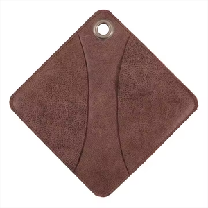Wholesale Kitchen Towels and Potholders Handmade Rustic Leather Hot Pot Pad Leather Potholder With Pocket - Product Image 1
