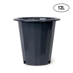 Maceta Redonda Grande de Plástico de 12L, Color Gris Oscuro, Ligera, para Plantas de Interior y Exterior, Hogar, Balcón, Patio - Product Image 3