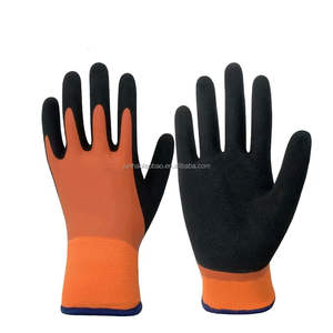 Gants de travail chauds d'hiver antidérapants réutilisables à long manchette imperméables en laine orange en éponge en mousse de latex Gants de sécurité pour la construction - Product Image 5