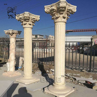 Colonnes de jardin en pierre naturelle beige du Vietnam, colonnes romaines en marbre, décoratives pour l'extérieur, de la marque BLVE