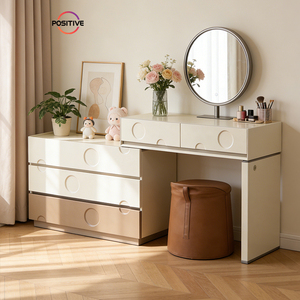 Table de toilette minimaliste moderne avec miroir, coiffeuse compacte pour petit appartement ou usage domestique - Product Image 2
