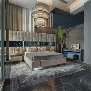 Bộ nội thất phòng ngủ cao cấp thiết kế Ý, giường cỡ <span class=keywords><strong>King</strong></span>, khung giường bằng da cao cấp, giường đôi có đầu giường - Product Image 1