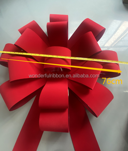 Maravilloso tamaño grande 30 ''rojo preatado lazo de boda decoración de fiesta cinta de boda gigante <span class=keywords><strong>para</strong></span> coche flocado grande 30 pulgadas arco de coche - Product Image 5