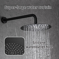 Robinet de douche thermostatique encastré en laiton massif au design moderne, noir, fixation murale, effet pluie, jeu de douche H59