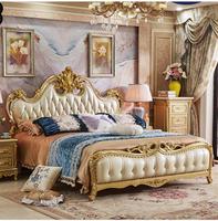 Europäisches High-End Luxus-Wandbett-Set Champagner-Gold-Rahmen PU-Leder Verstellbares Kingsize-Bett Massives Eichenholz MDF-Platte Langlebiges Französisches Design