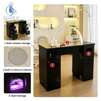 Table et chaise de manucure pour salon de beauté avec collecteur de poussière ventilé et rangement intégré