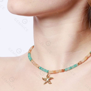 Gemnel, recién llegado, precio al por mayor, a granel, plata 925, cuentas de piedra Natural personalizadas, collar de mar de estrella de mar - Product Image 4