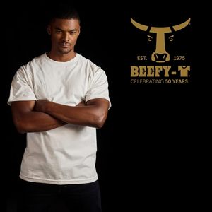 เสื้อยืดคอกลม <span class=keywords><strong>Hanes</strong></span> Men's <span class=keywords><strong>Beefy</strong></span>-T Eco-Friendly Streetwear ผ้าใยไผ่ 100% เนื้อหนา สำหรับผู้ชาย แพ็ค 1 หรือ 2 ตัว (ไซส์ใหญ่) - Product Image 5